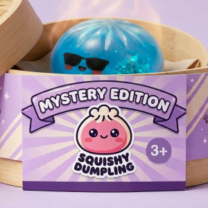 Mystery Dumpling Squishy – Summer Edition in its bamboo steamer box