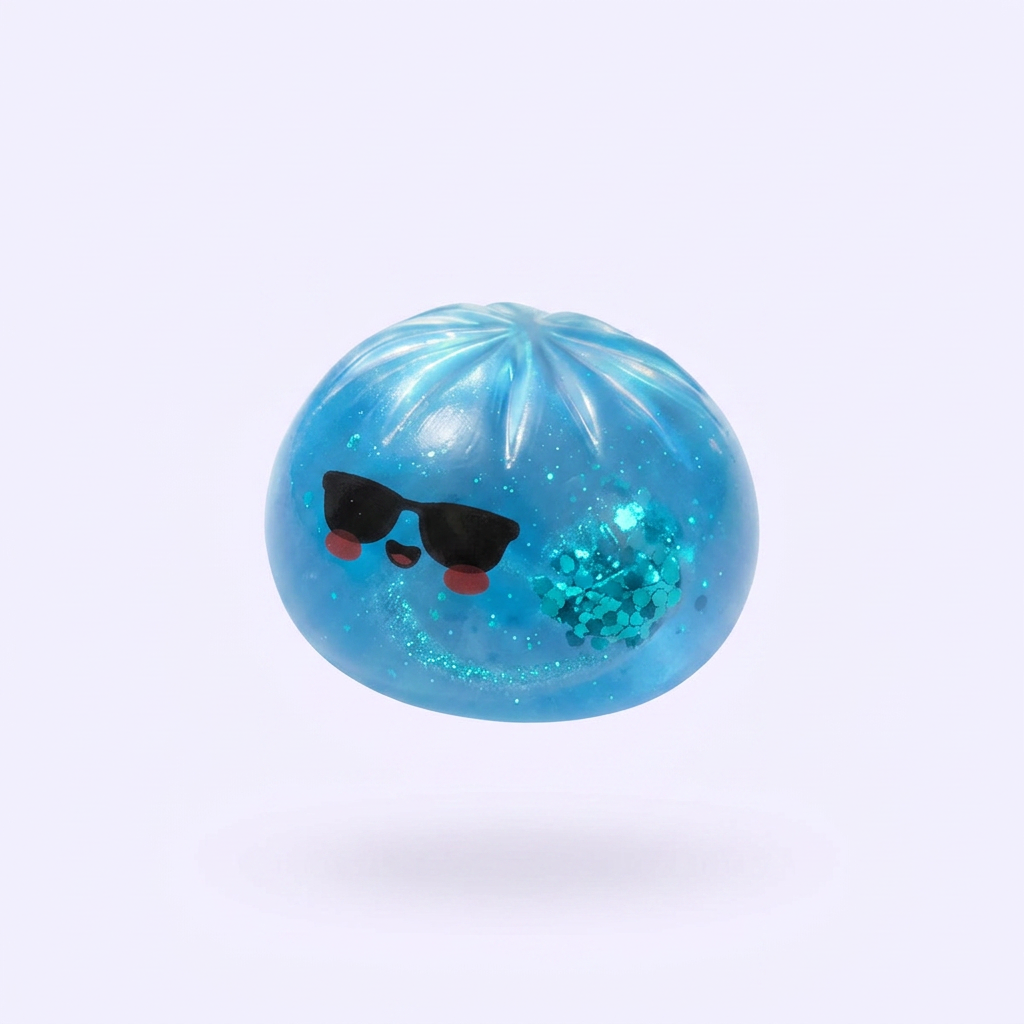 Mystery Dumpling Squishy – Summer Edition being squeezed, soft slow-rise foam