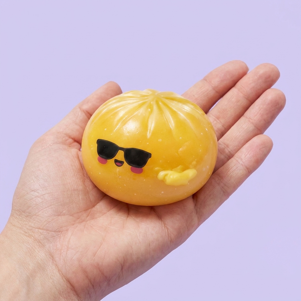Mystery Dumpling Squishy – Sunglasses Surprise held in hand, actual size