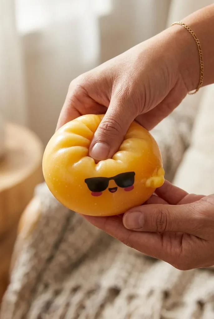 Mystery Dumpling Squishy – Sunglasses Surprise mid-squish