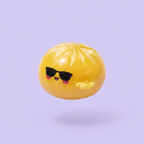 Mystery Dumpling Squishy – Sunglasses Surprise being squeezed, soft slow-rise foam