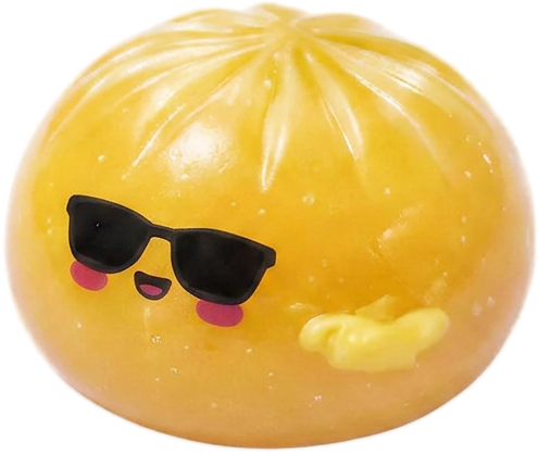 Mystery Dumpling Squishy – Sunglasses Surprise being squeezed, soft slow-rise foam