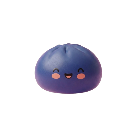 Midnight Navy Blue Dumpling Squishy being squeezed, soft slow-rise foam