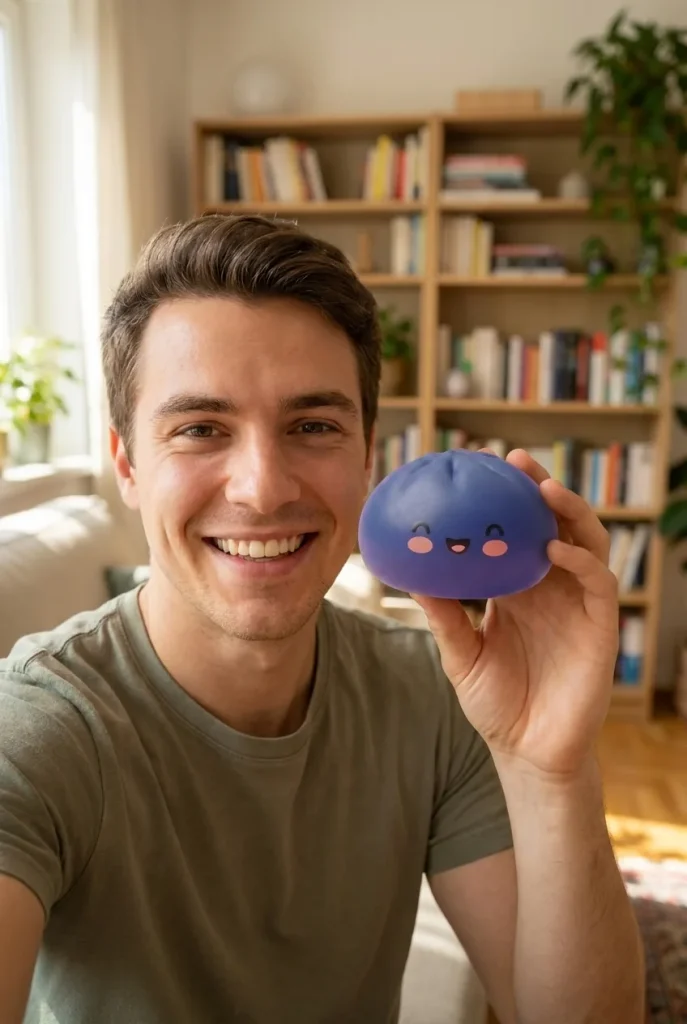 Midnight Navy Blue Dumpling Squishy in everyday life