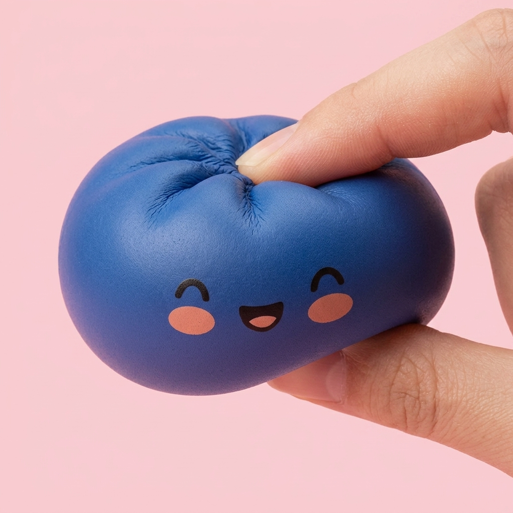 Midnight Navy Blue Dumpling Squishy — slow-rise effect, the foam springs back slowly