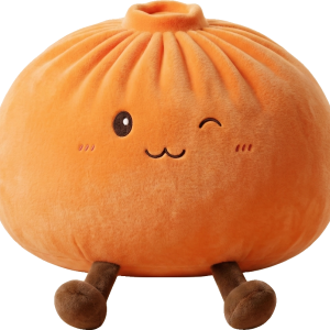 Giant Orange Dumpling Squishy being squeezed, soft slow-rise foam