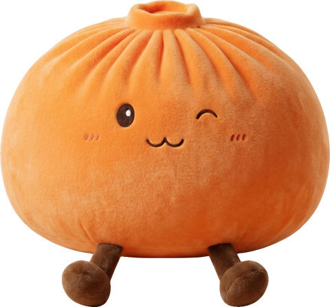 Giant Orange Dumpling Squishy being squeezed, soft slow-rise foam