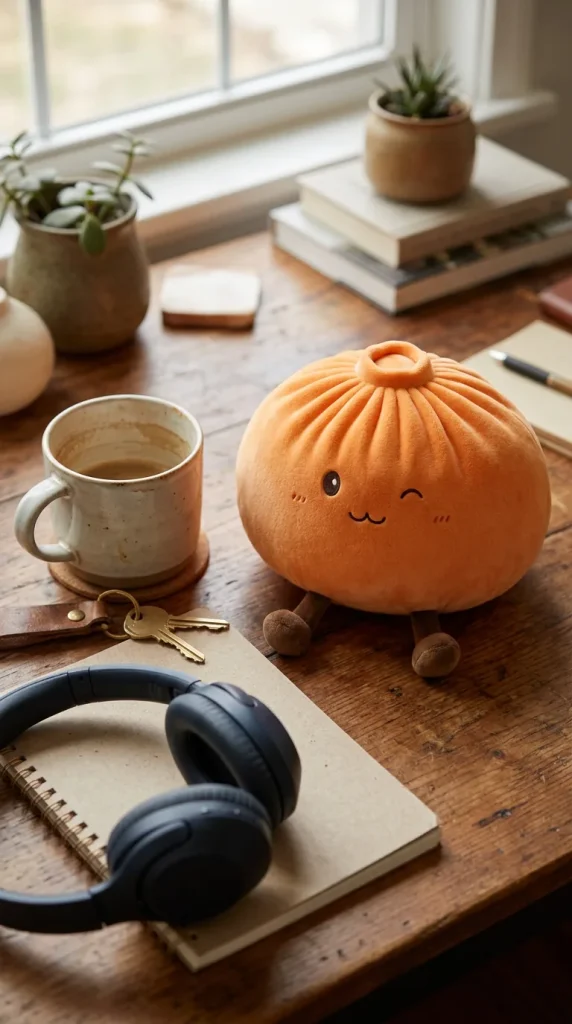 Giant Orange Dumpling Squishy on the desk