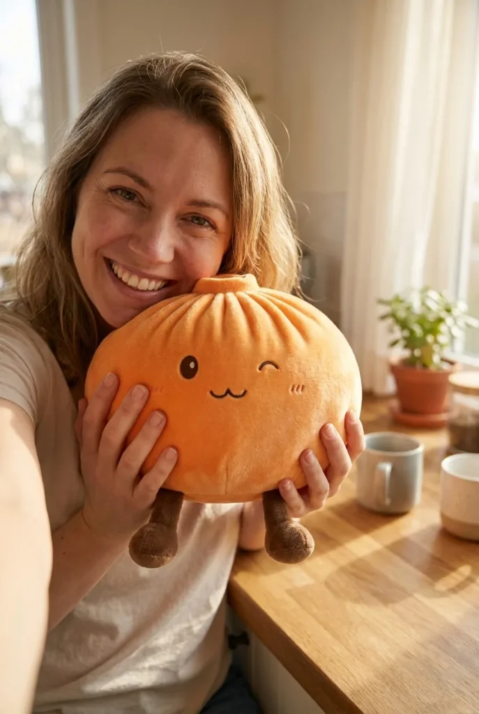 Giant Orange Dumpling Squishy in everyday life