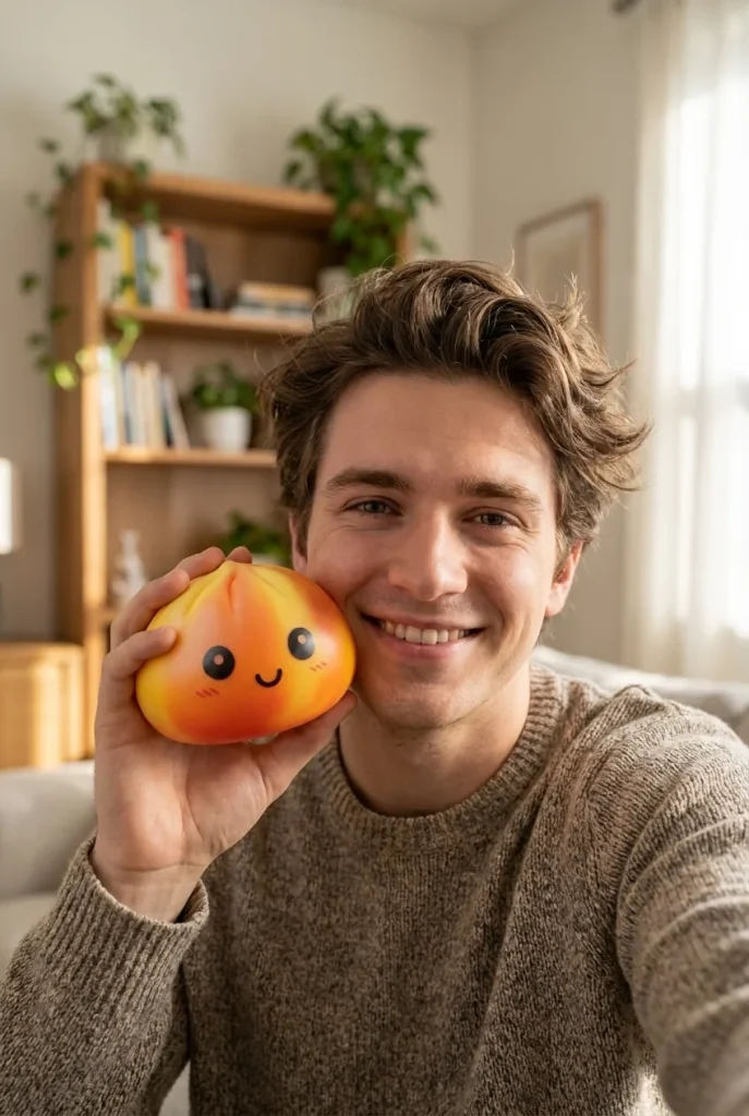 Tie Dye Orange Dumpling Squishy in everyday life