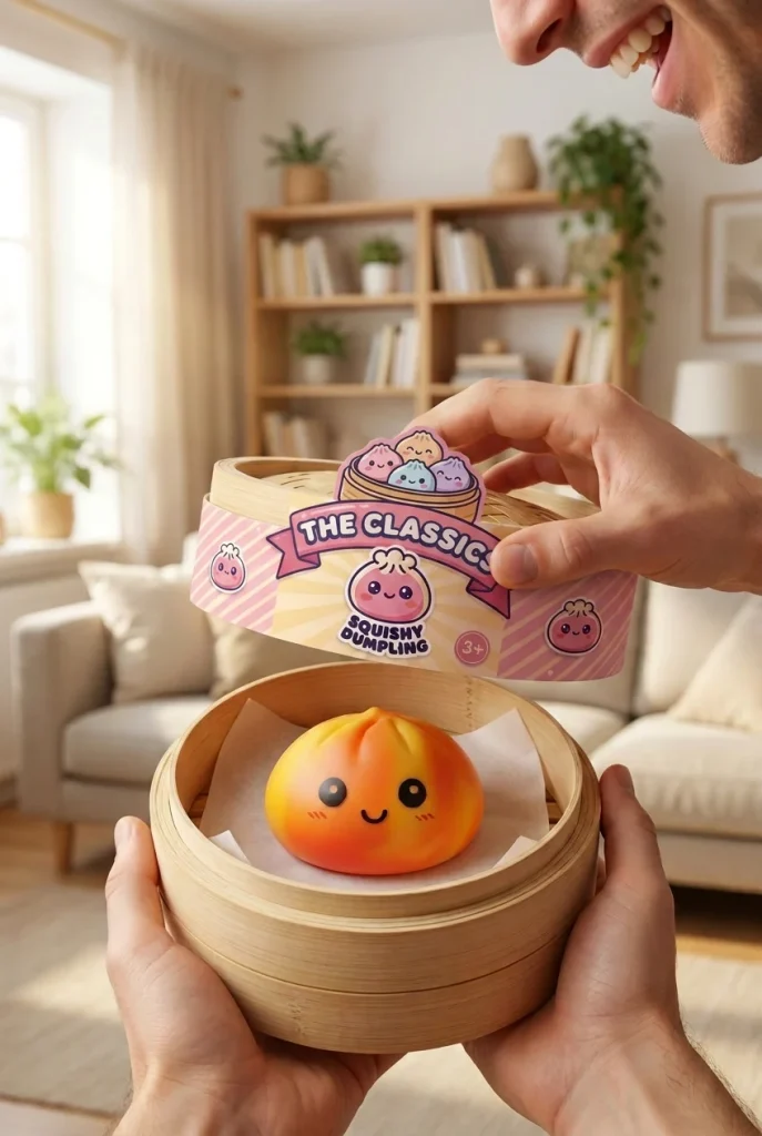 Tie Dye Orange Dumpling Squishy unboxing moment