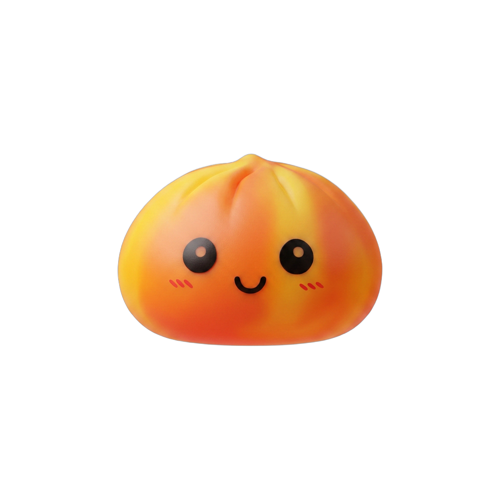 Tie Dye Orange Dumpling Squishy being squeezed, soft slow-rise foam
