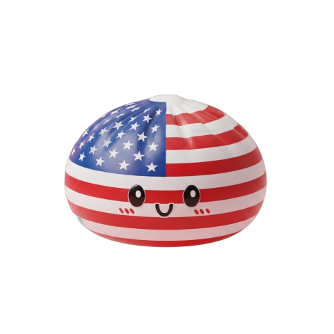 Squishy Dumpling USA being squeezed, soft slow-rise foam
