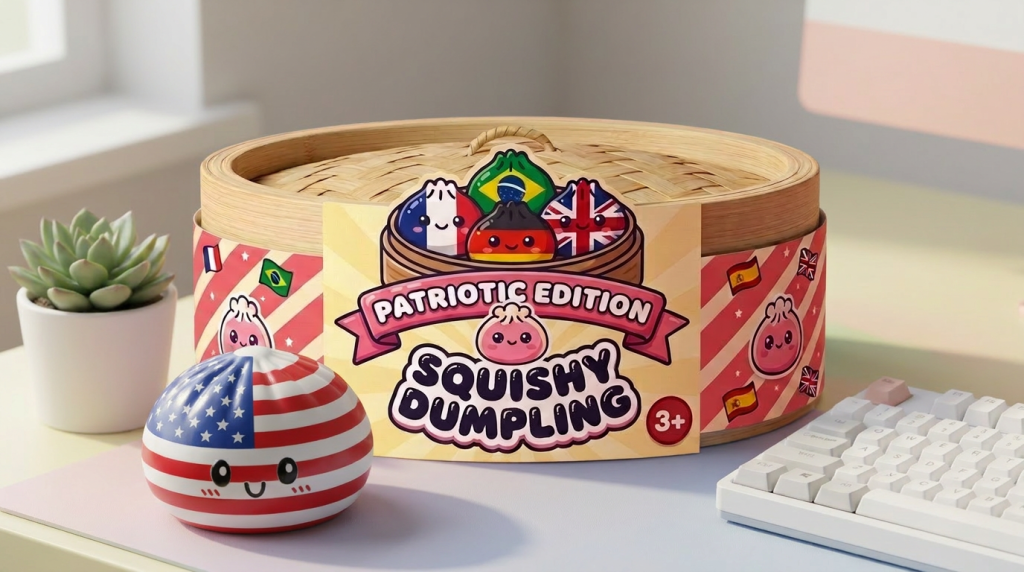 Squishy Dumpling USA in its kawaii setting