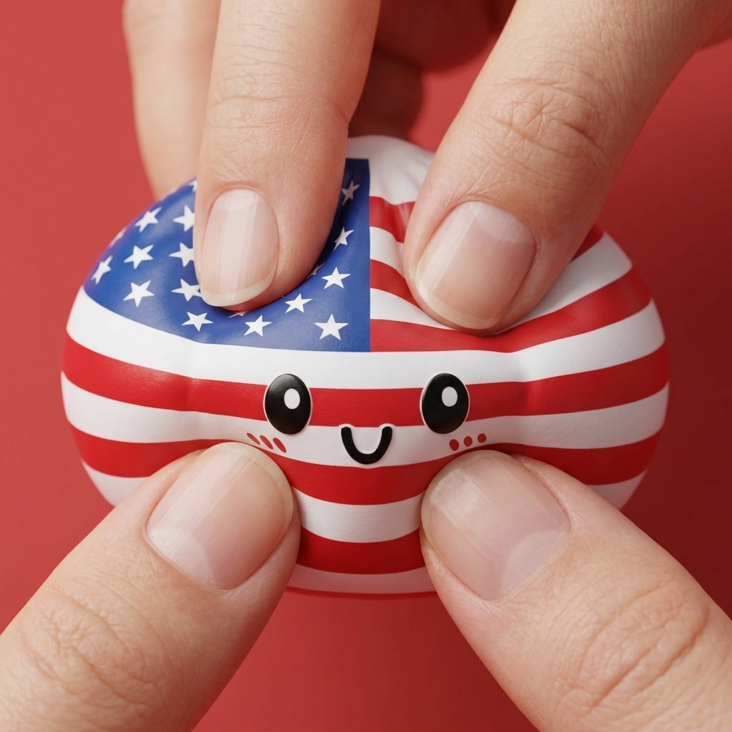 Squishy Dumpling USA being squeezed, soft slow-rise foam