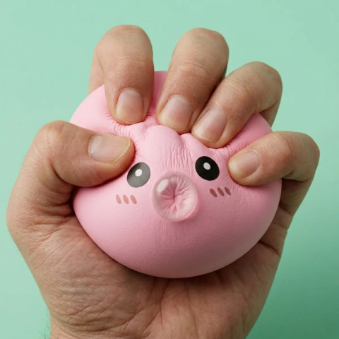 Soft Pink Dumpling Squishy — slow-rise effect, the foam springs back slowly