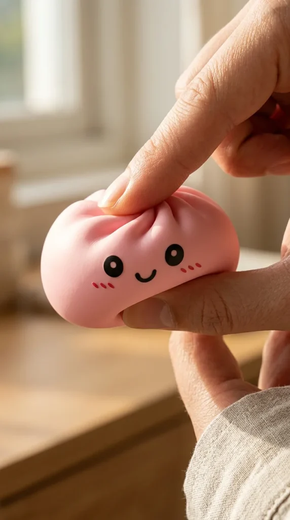 Pink Blossom Squishy Dumpling mid-squish