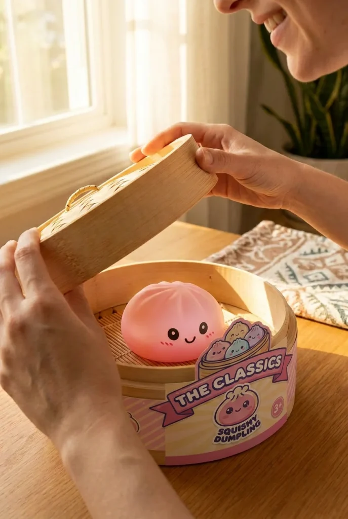 Pink Blossom Squishy Dumpling unboxing moment