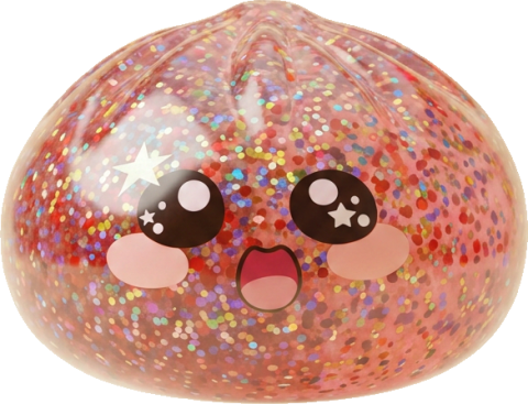 Pink Galaxy Dumpling Squishy being squeezed, soft slow-rise foam