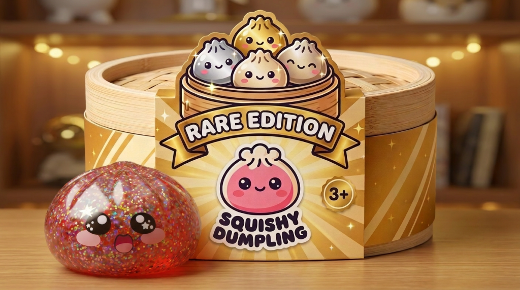 Pink Galaxy Dumpling Squishy in its kawaii setting