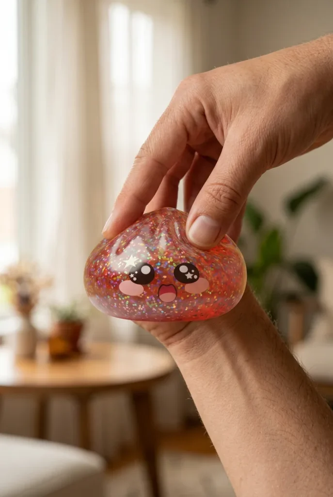 Pink Galaxy Dumpling Squishy mid-squish