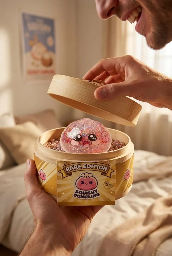 Pink Galaxy Dumpling Squishy unboxing moment