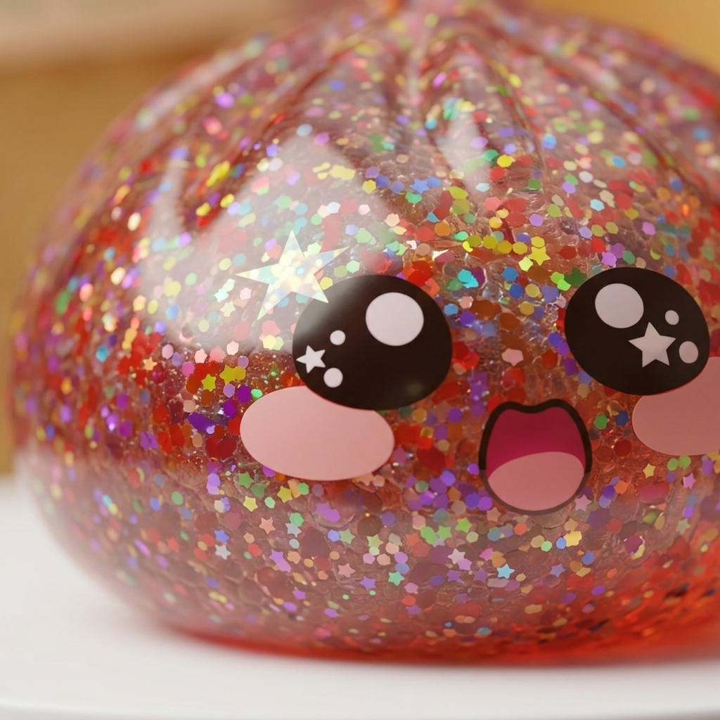 Pink Galaxy Dumpling Squishy — close-up of the texture