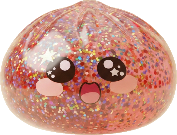 Pink Galaxy Dumpling Squishy being squeezed, soft slow-rise foam