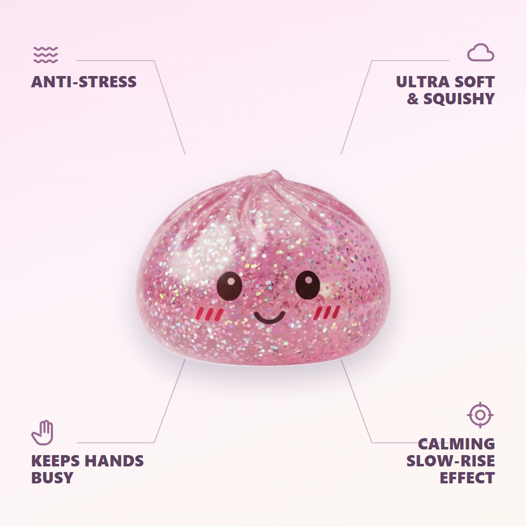 Kawaii Pink Glitter Dumpling Squishy — its benefits