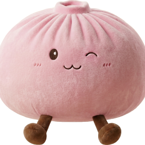 Giant Pink Squishy Dumpling Toy being squeezed, soft slow-rise foam