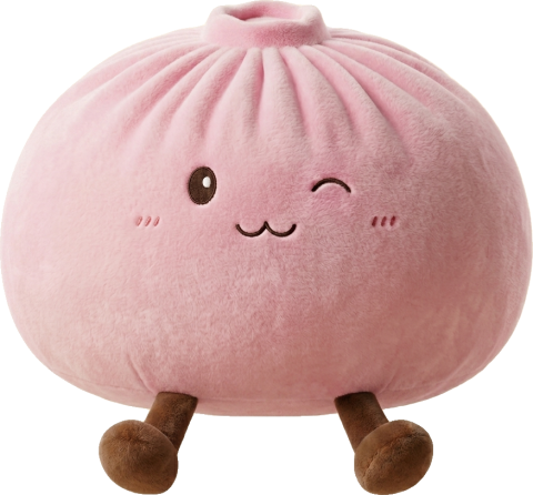 Giant Pink Squishy Dumpling Toy being squeezed, soft slow-rise foam