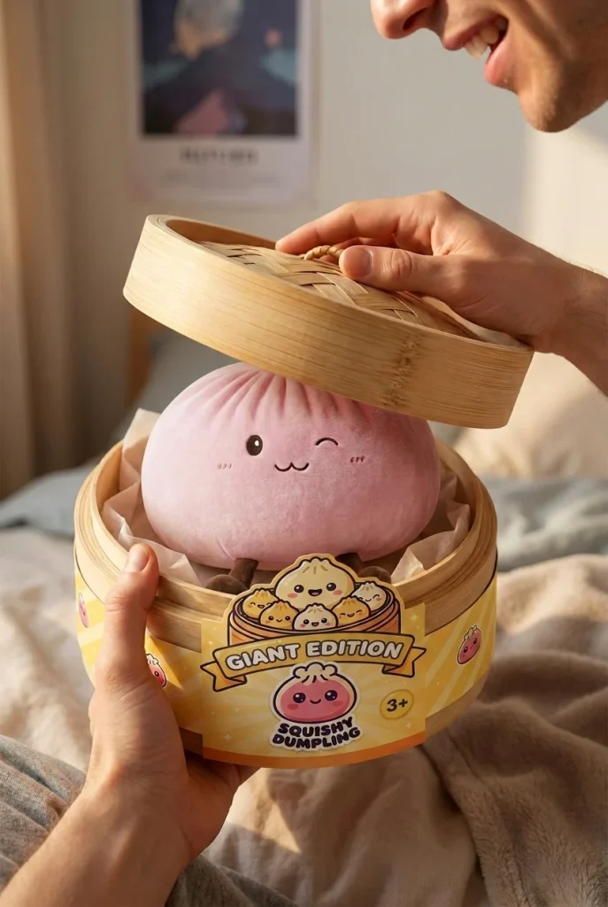Giant Pink Squishy Dumpling Toy unboxing moment