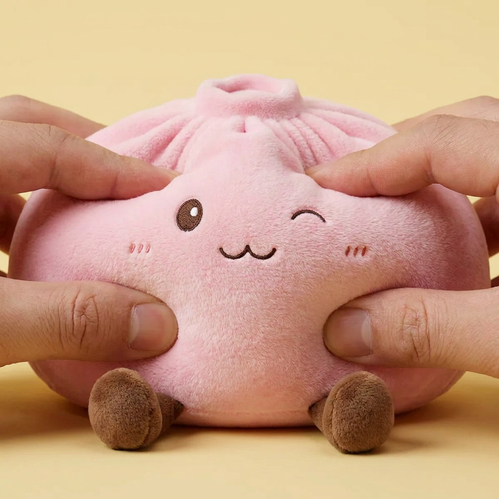 Giant Pink Squishy Dumpling Toy — slow-rise effect, the foam springs back slowly