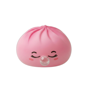 Pink Rare Blow Dumpling Squishy being squeezed, soft slow-rise foam