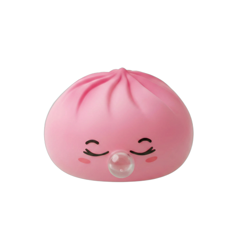 Pink Rare Blow Dumpling Squishy being squeezed, soft slow-rise foam