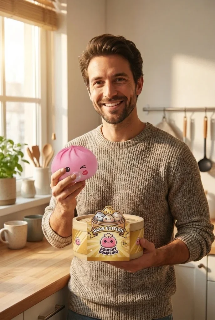 Pink Rare Blow Dumpling Squishy with its box