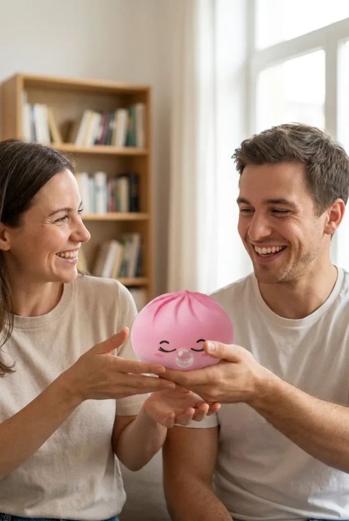 Pink Rare Blow Dumpling Squishy as a gift idea
