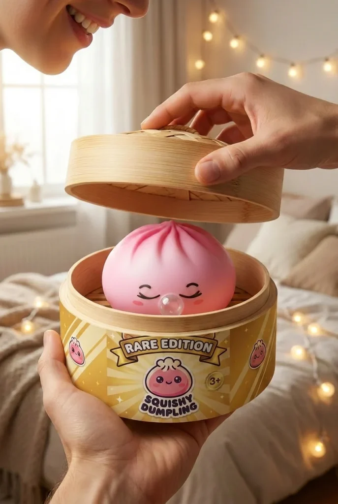 Pink Rare Blow Dumpling Squishy unboxing moment