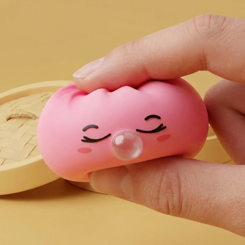 Pink Rare Blow Dumpling Squishy — slow-rise effect, the foam springs back slowly