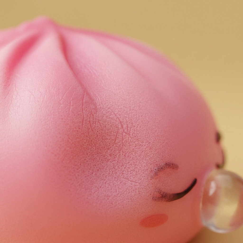 Pink Rare Blow Dumpling Squishy — close-up of the texture