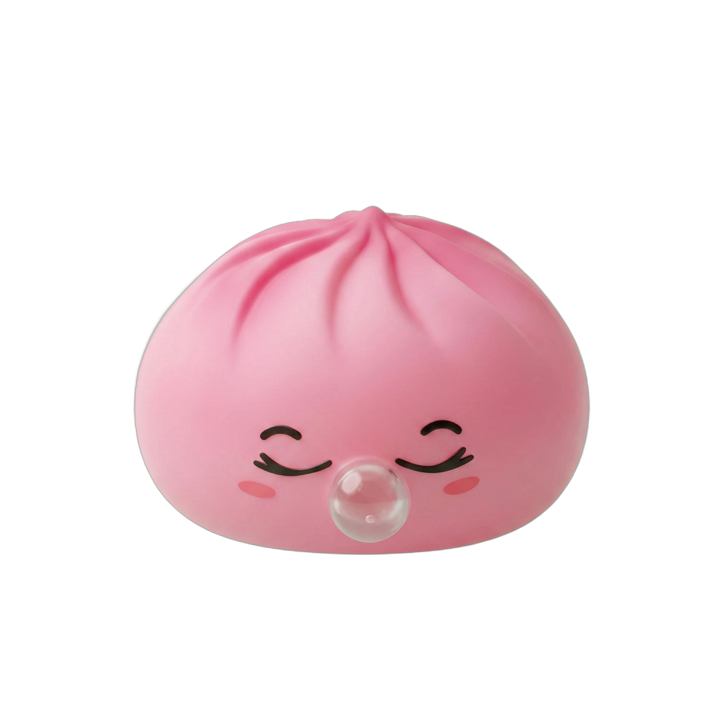 Pink Rare Blow Dumpling Squishy being squeezed, soft slow-rise foam