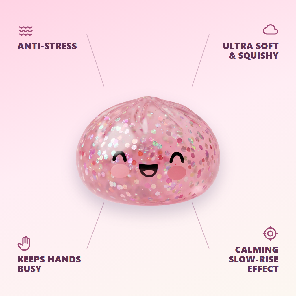 Bubblegum Rose Sparkle Dumpling Squishy — its benefits