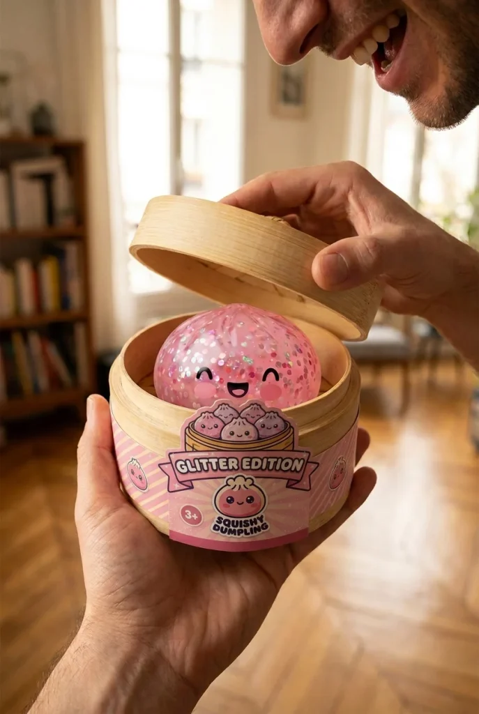 Bubblegum Rose Sparkle Dumpling Squishy unboxing moment