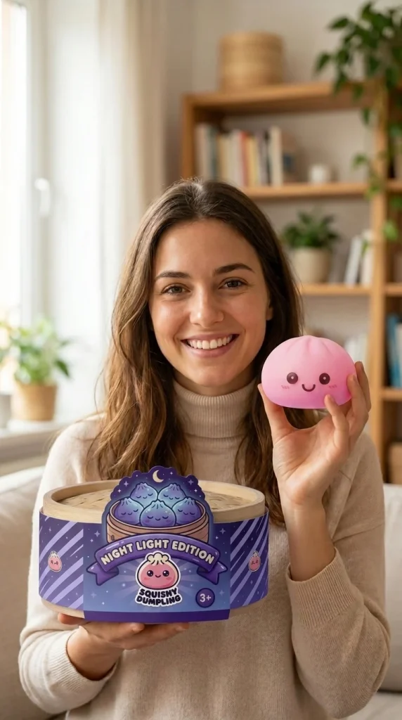 Pink Dumpling Squishy Night Light with its box