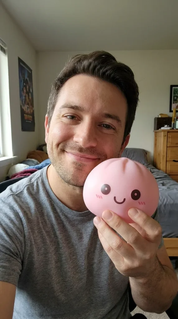 Pink Dumpling Squishy Night Light in everyday life