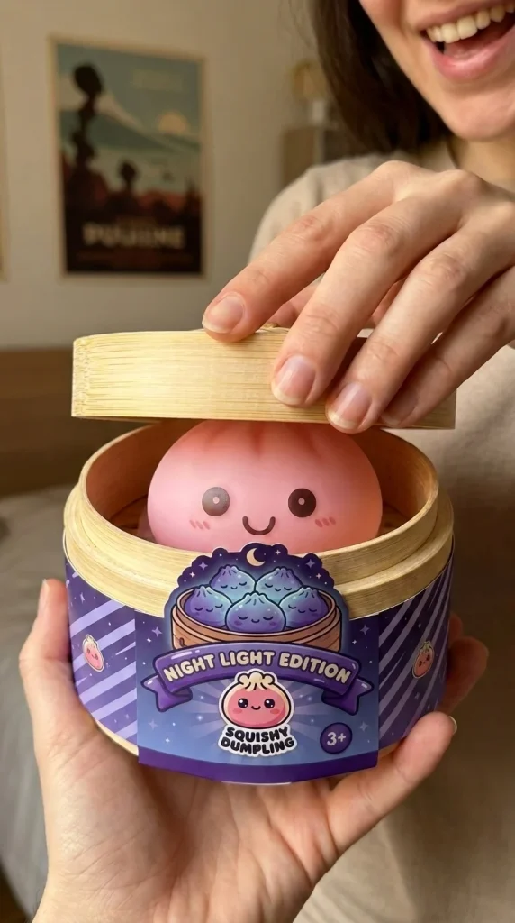 Pink Dumpling Squishy Night Light unboxing moment