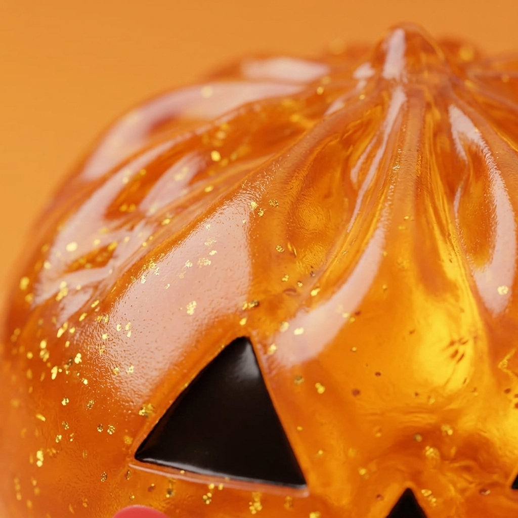 Light-Up Pumpkin Halloween Dumpling Squishy — close-up of the texture