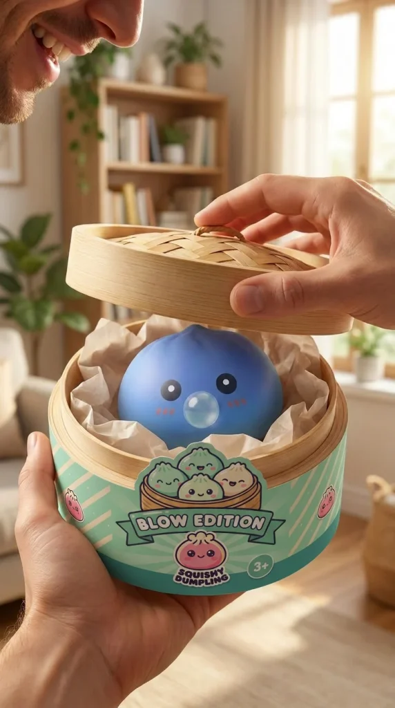 Puffy Purple Blow Dumpling Squishy unboxing moment