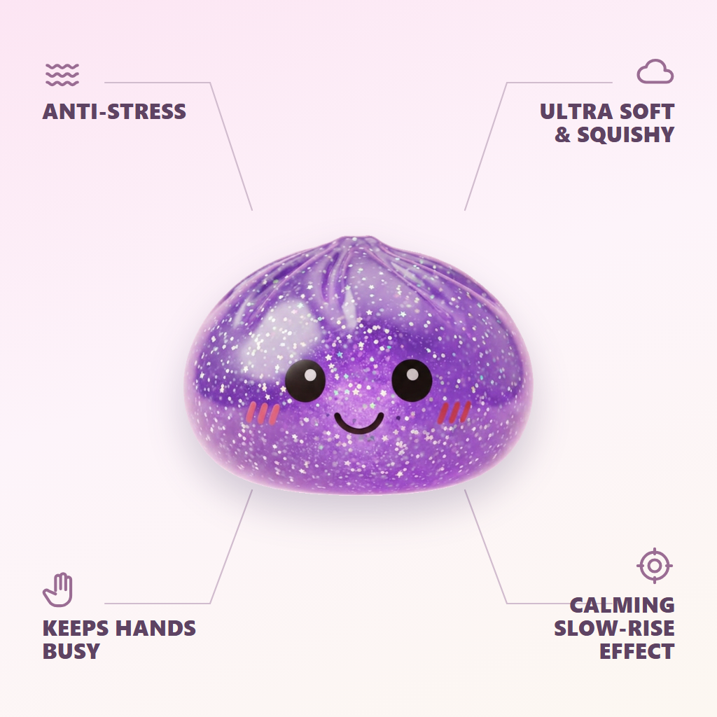 Dreamy Purple Glitter Dumpling Squishy — its benefits
