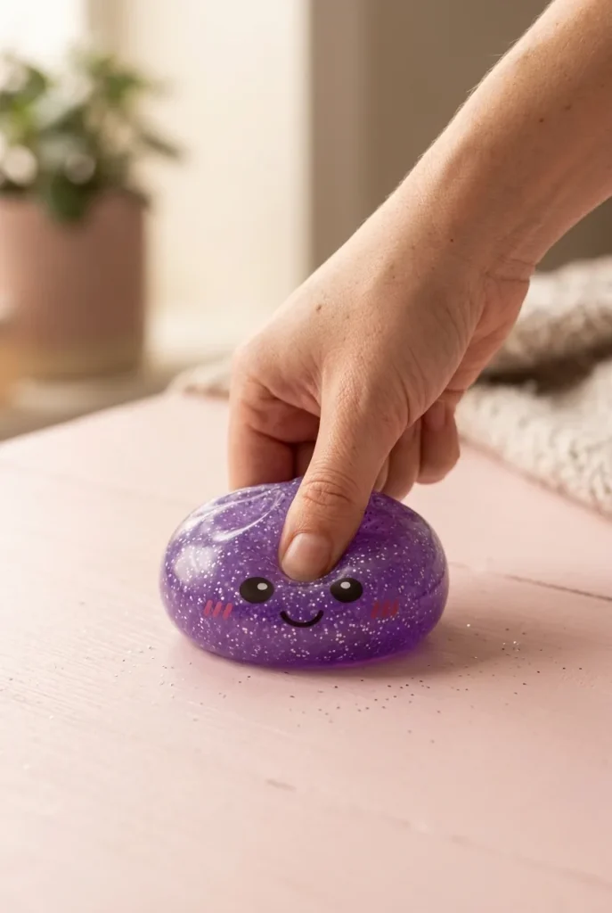 Dreamy Purple Glitter Dumpling Squishy mid-squish